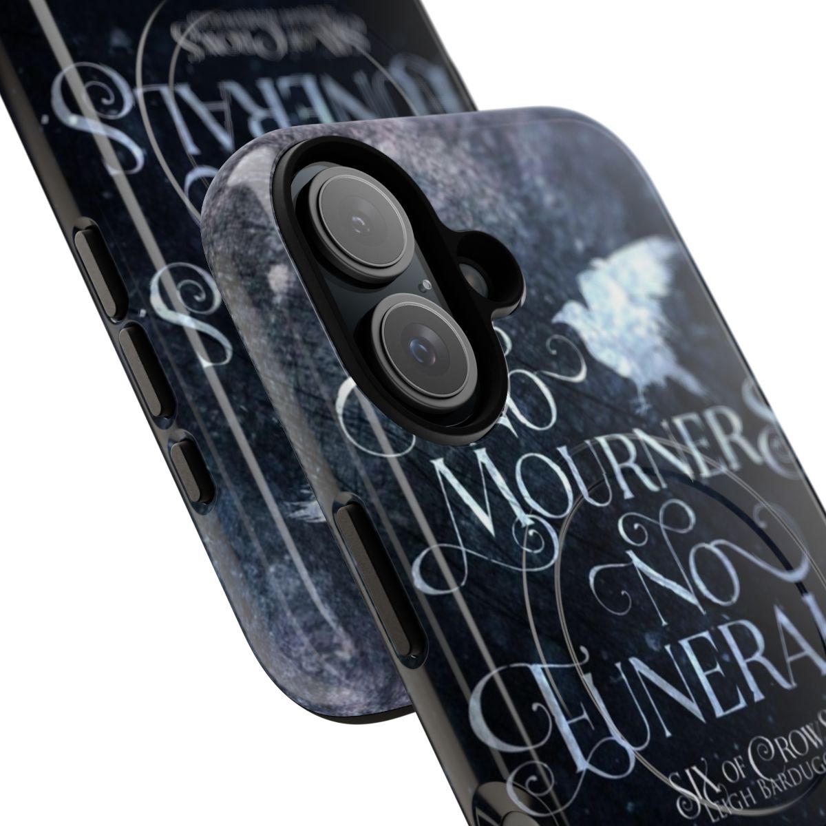 Magnetic tough phone case with the Six of Crows characters Kaz Brekker, Inej Ghafa, Jesper Fahey, and more. - Detail