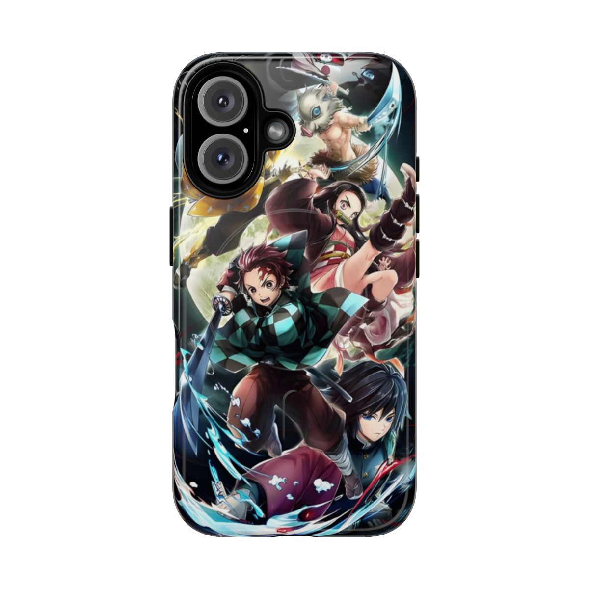 Anime-inspired phone case featuring characters from the popular series Kimetsu no Yaiba (Demon Slayer)