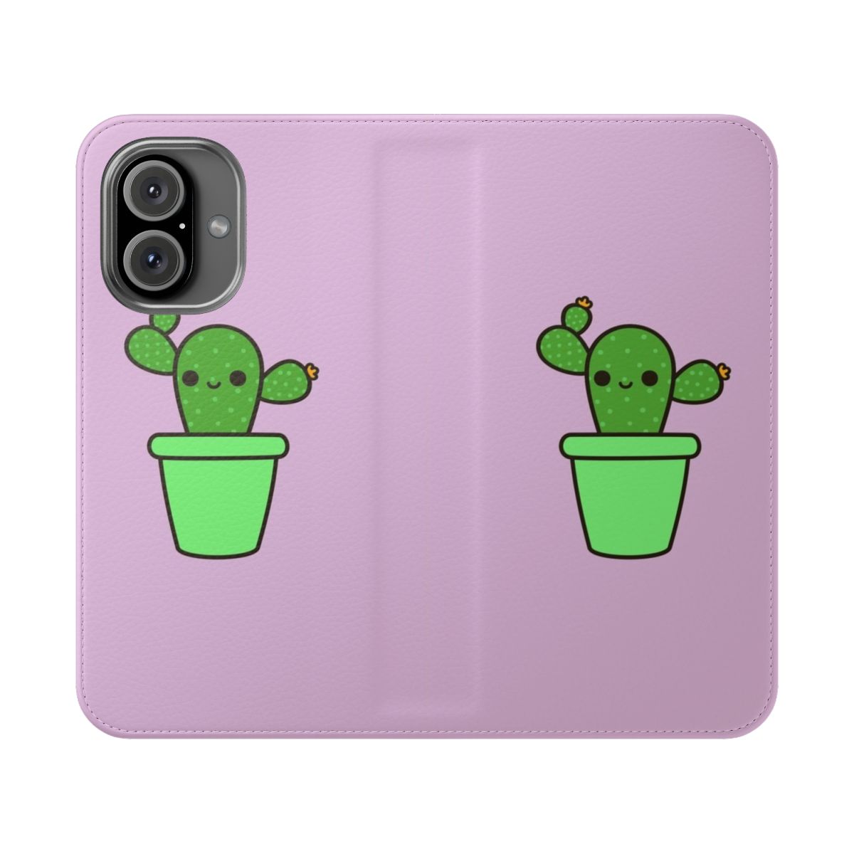 Cute and happy cactus plant in green pot on phone case