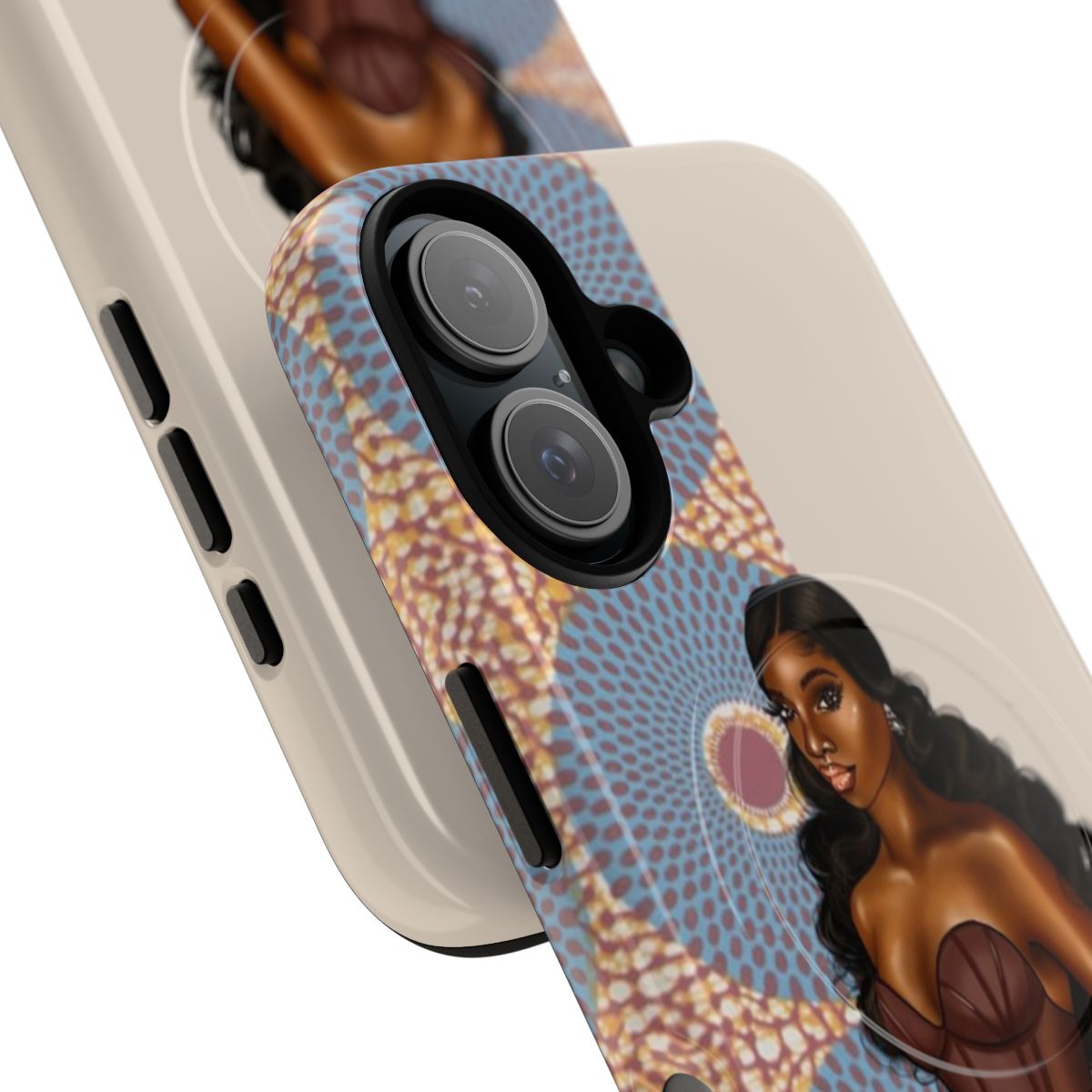 Melanin Goddess Magnetic Tough Phone Case featuring a vibrant black girl magic design - Detail