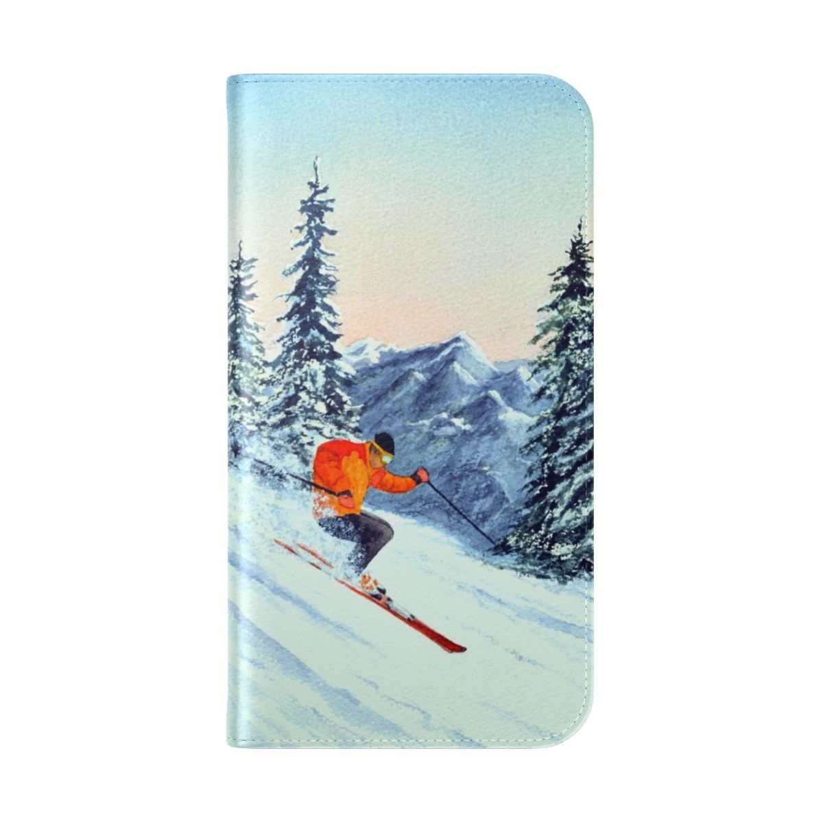 Skiing-Inspired Flip Cover Phone Case - Folded Back