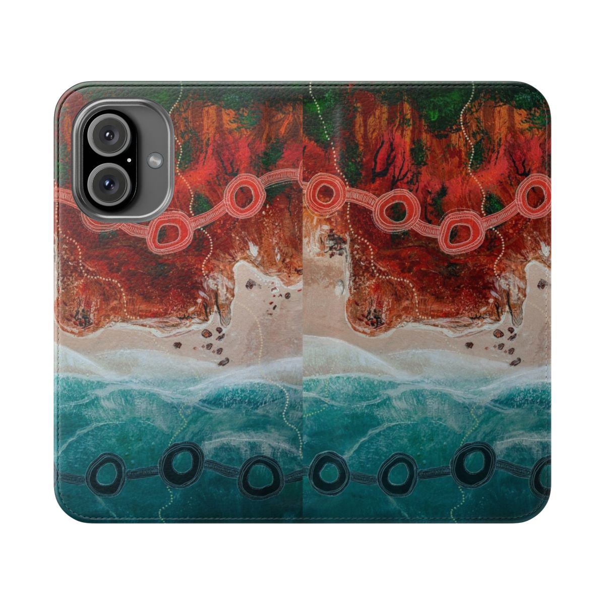 Aboriginal art design on a flip cover phone case