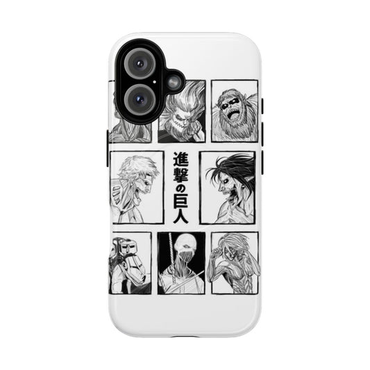 Magnetic tough phone case featuring Attack on Titan characters and titans