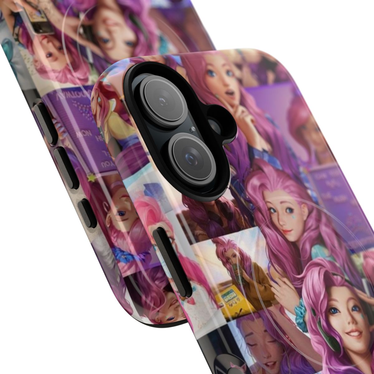 Stylish and durable magnetic phone case featuring the League of Legends character Seraphine - Detail