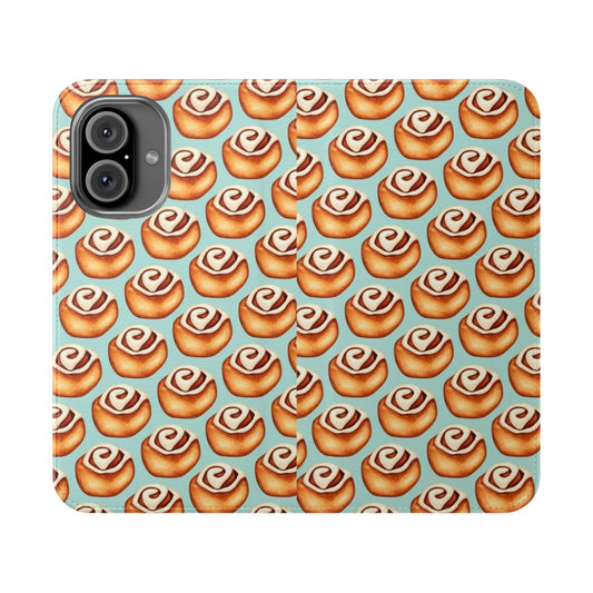 Cinnamon roll inspired blue flip cover phone case