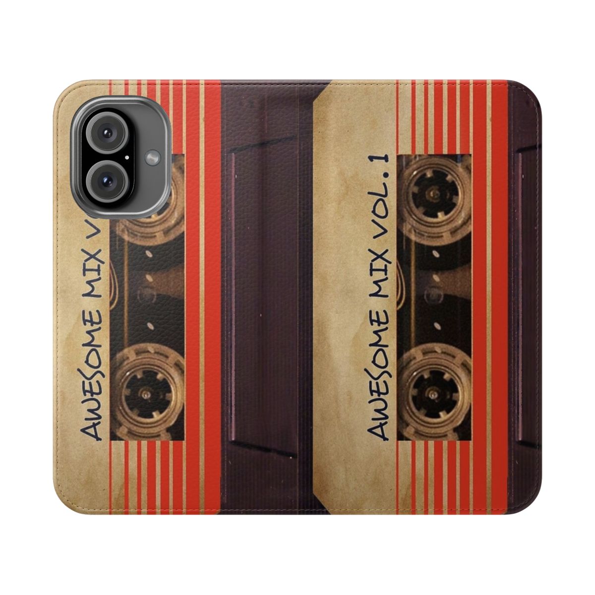 Retro vintage 80s phone case featuring the "Awesome Mix Vol 1" design