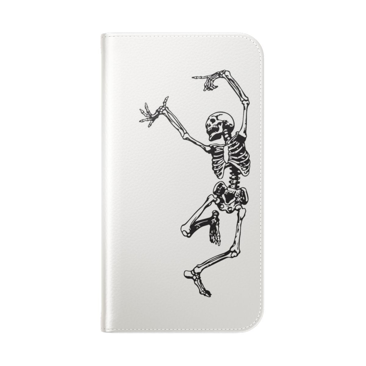 Dark gothic occult flip cover phone case with a vintage skull and skeleton design - Folded Back