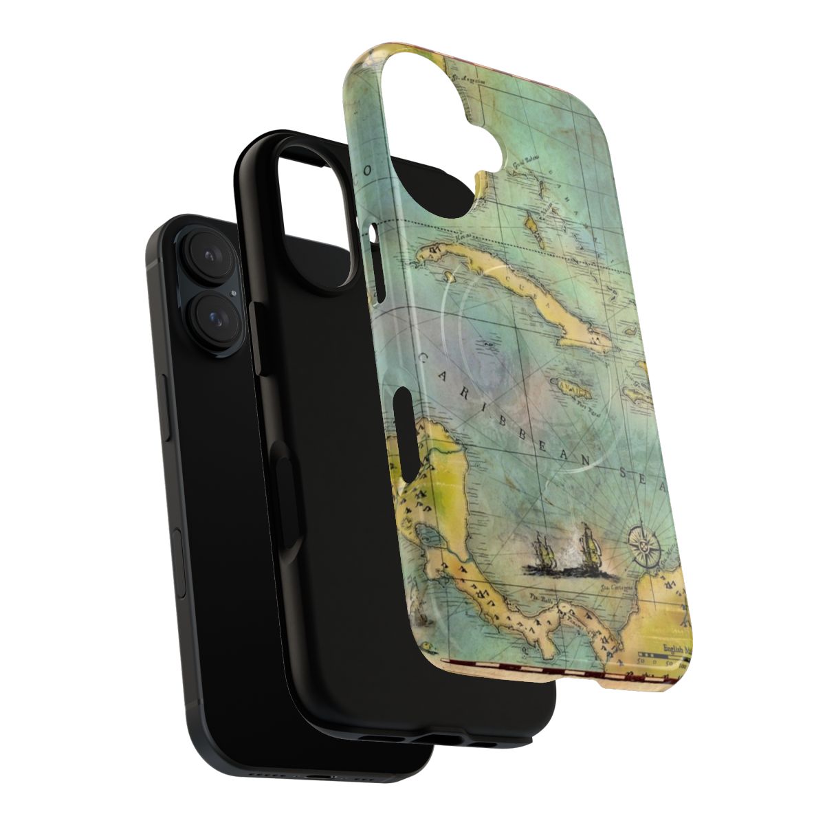 Caribbean pirate and vintage treasure map design on a durable phone case - Layers