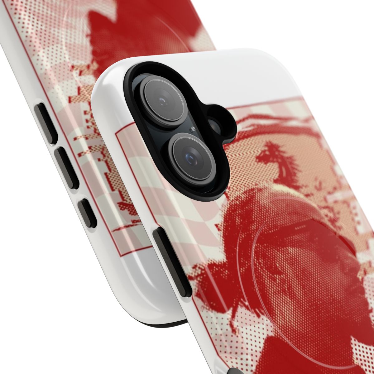 Sleek and durable magnetic phone case featuring a Lewis Hamilton inspired design for the 2025 Formula 1 season. - Detail