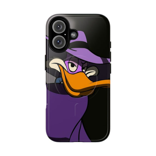 Darkwing Duck-inspired phone case with a purple and black design