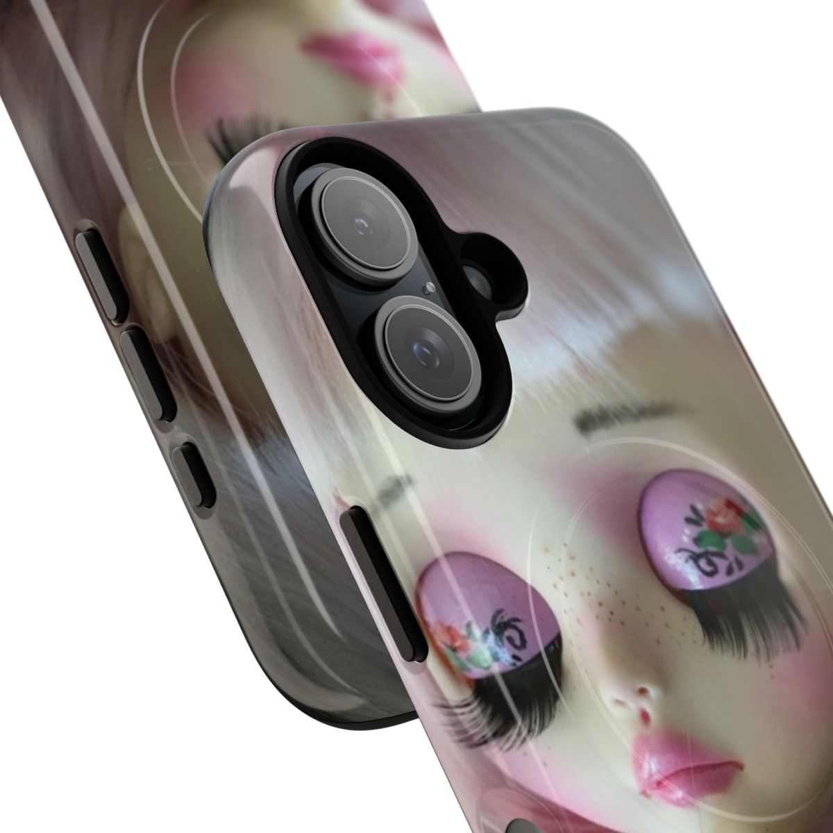 Customizable magnetic tough phone cases in pink and pastel colors for Blythe dolls - Detail