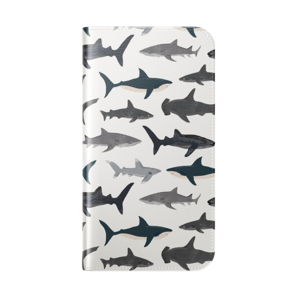 Colorful illustration of a shark on a phone case. - Folded Back