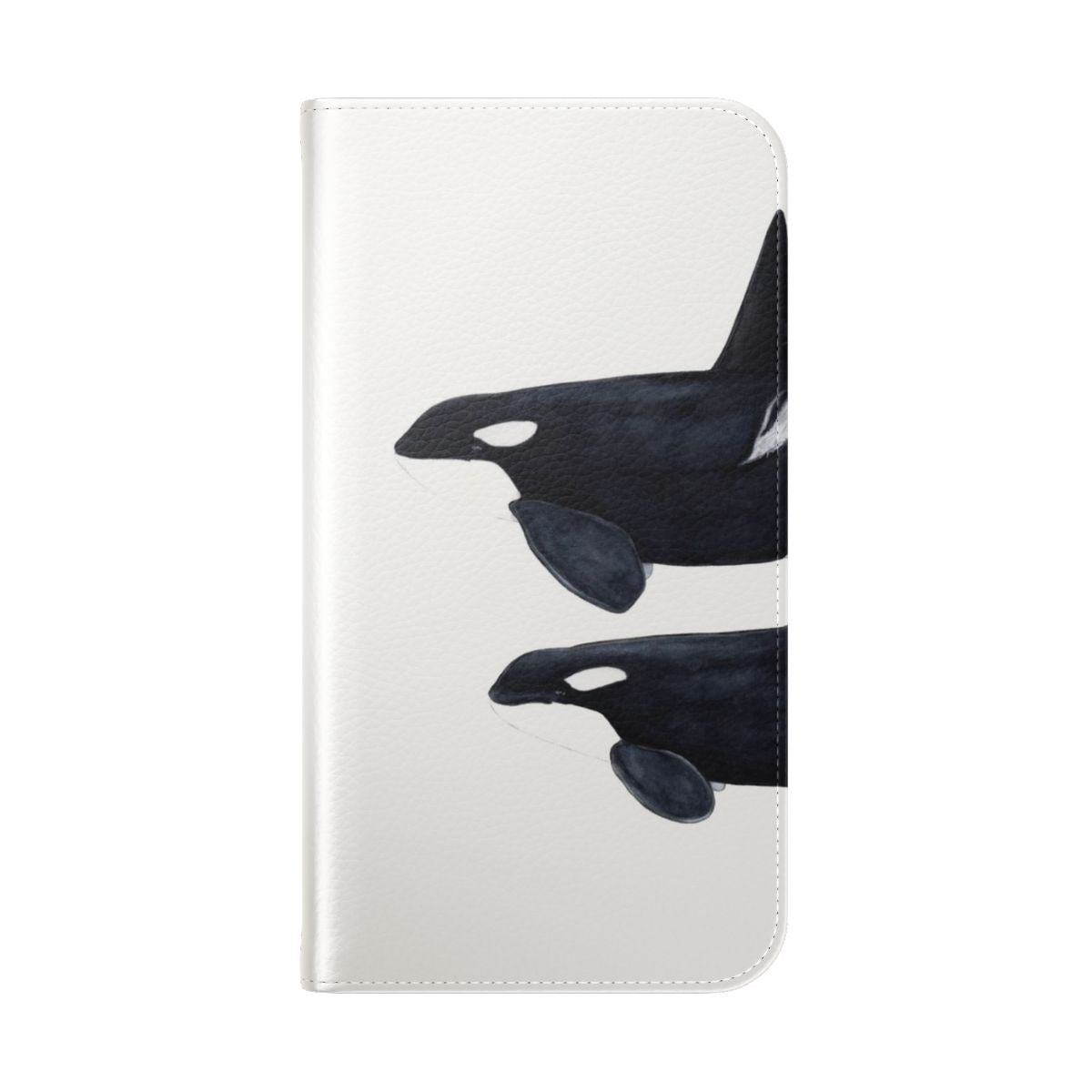 Orca whale illustration on a flip cover phone case - Folded Back