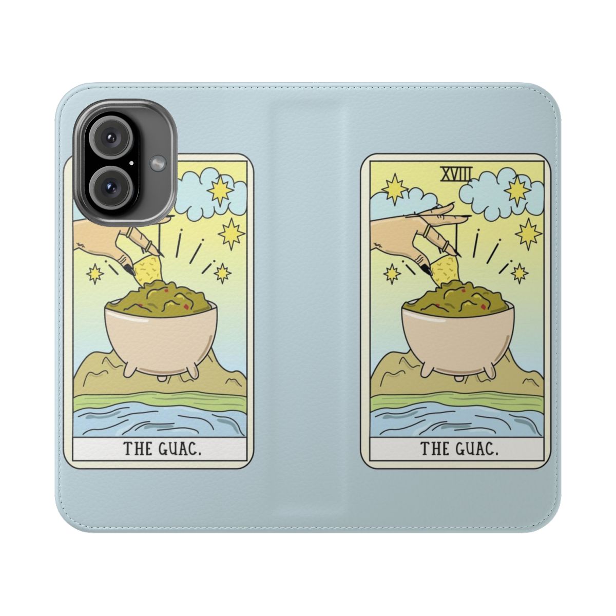 Vibrant green avocado-themed flip cover phone case with a playful design