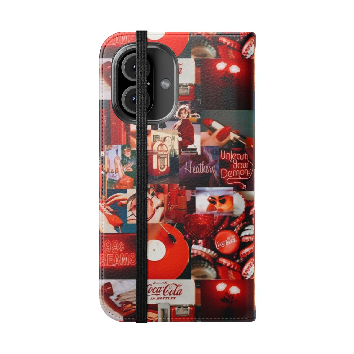 Vintage red aesthetic collage design on a flip phone case - Folded Front