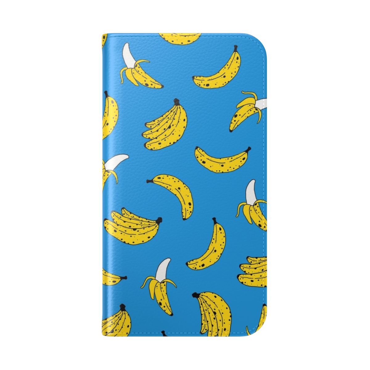 Vibrant yellow banana print on a flip cover phone case - Folded Back