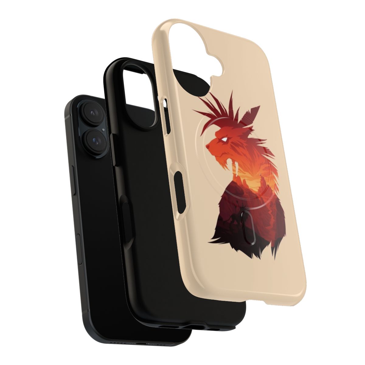 Cosmo Canyon-themed magnetic phone case featuring Red XIII and other iconic elements from the Final Fantasy universe. - Layers