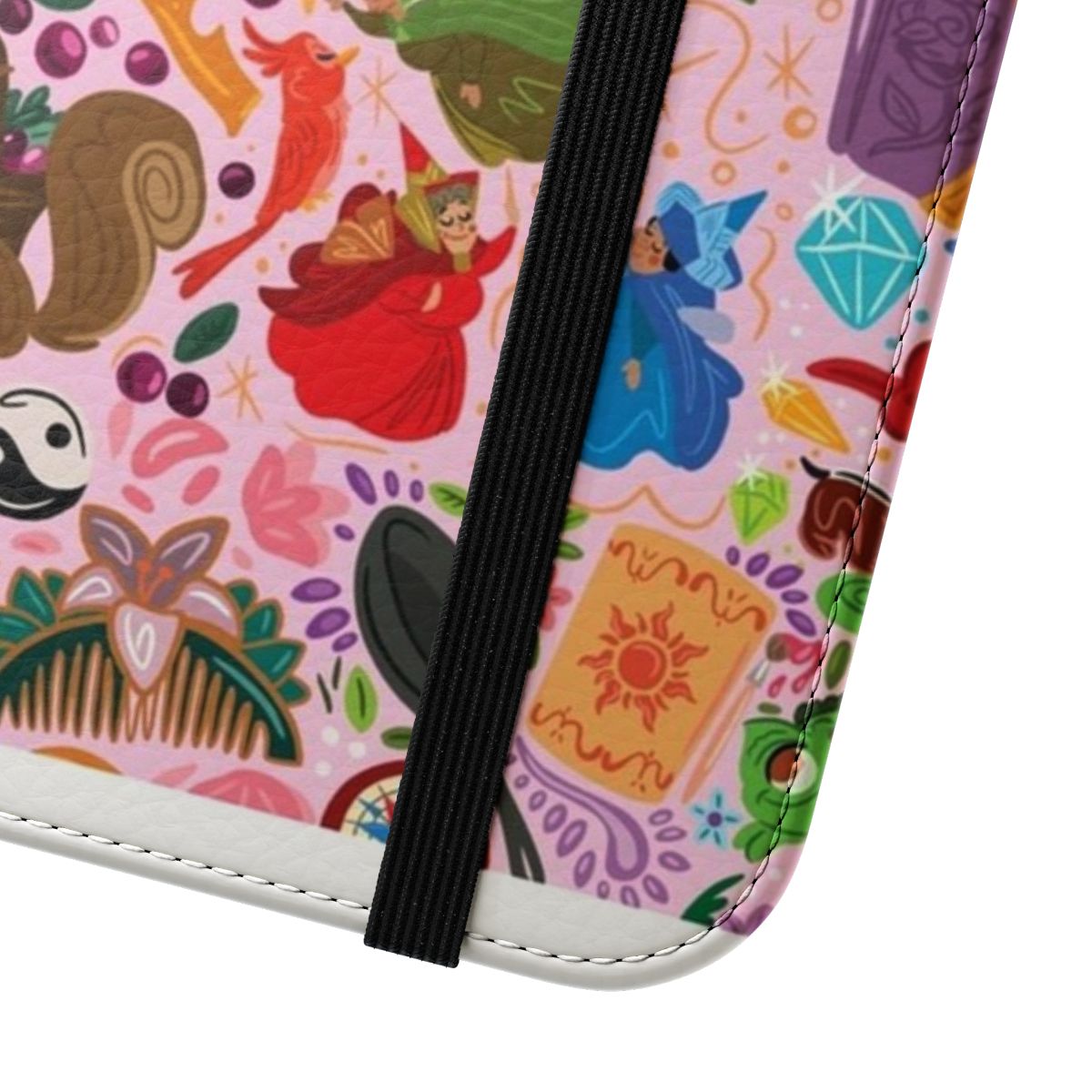 Magical princess-themed flip cover phone case with enchanting design - Close Up