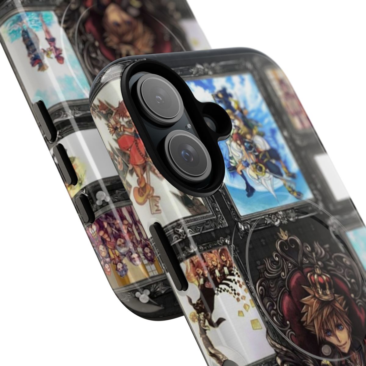 Magnetic phone case featuring Kingdom Hearts characters and throne design - Detail