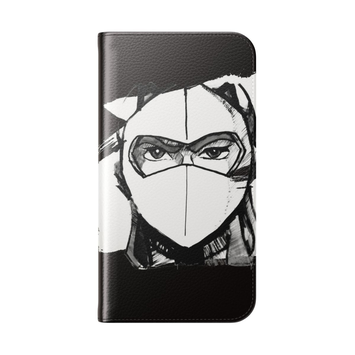 Retro-style phone case featuring anime/manga-inspired Actarus/Goldorak character design - Folded Back