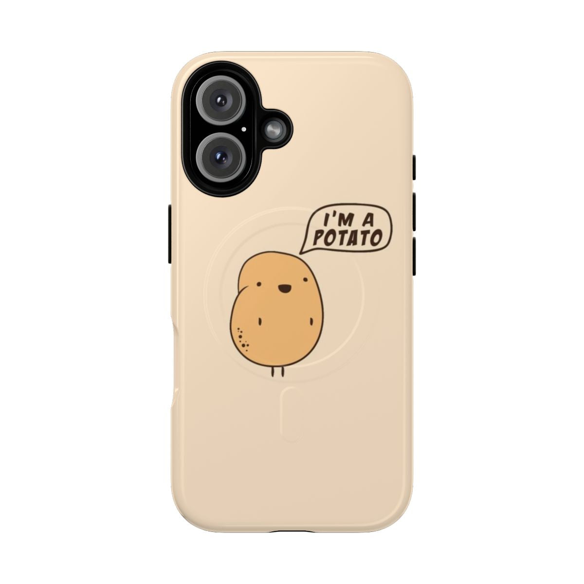 A magnetic tough phone case with a potato-themed meme design.