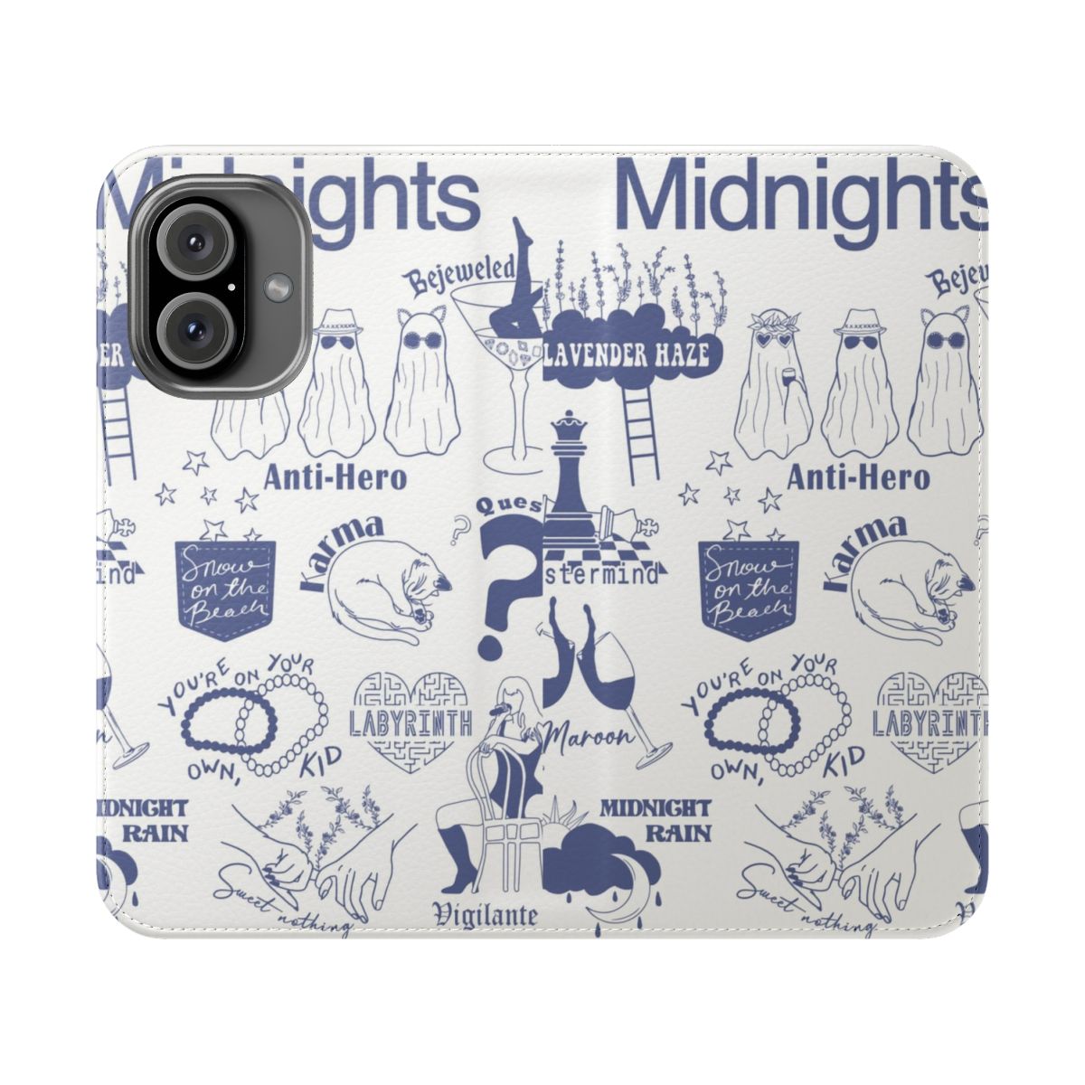 Midnights album-inspired phone case with flip cover design