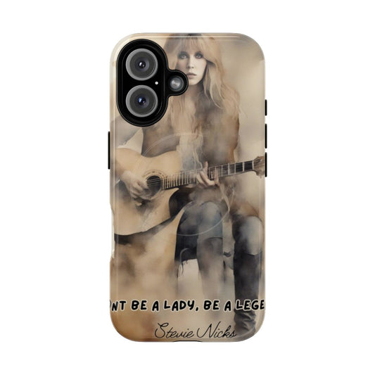 Magnetic phone case featuring custom digital artwork inspired by Stevie Nicks and Fleetwood Mac