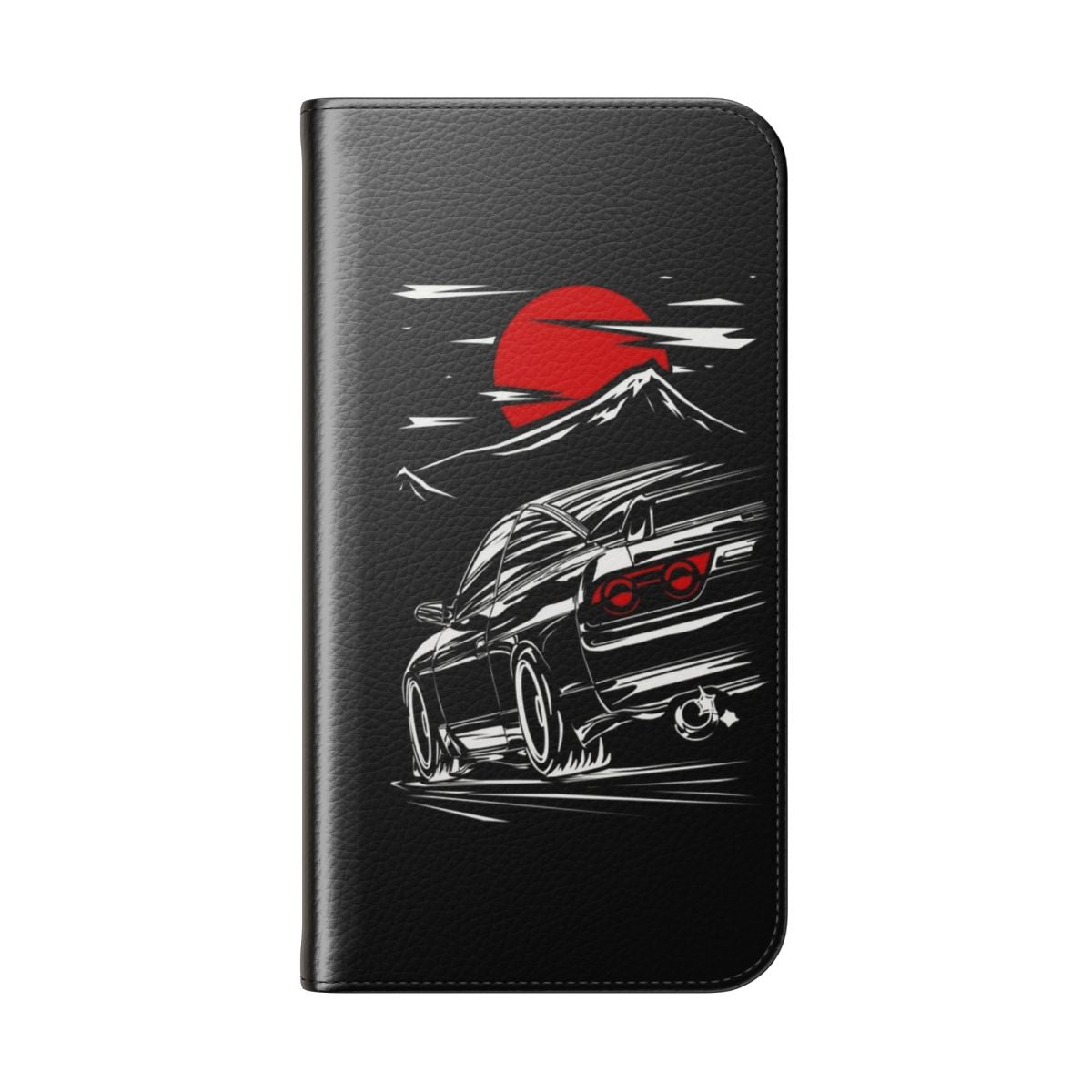 Nissan Silvia-inspired flip cover phone case with car enthusiast design - Folded Back