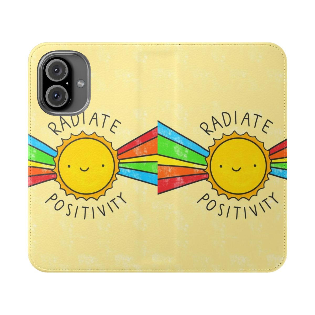 Colorful and cheerful phone case with a positive quote and rainbow design