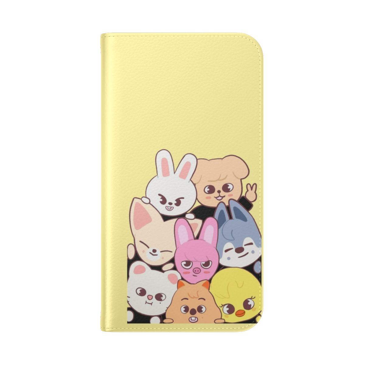 Stray Kids-inspired flip cover phone case with characters - Folded Back