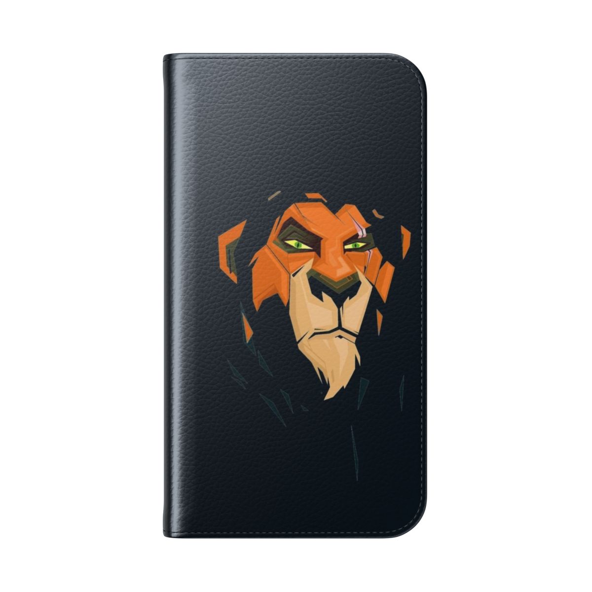 Scar-themed protective phone case with a portrait of the iconic Disney villain - Folded Back