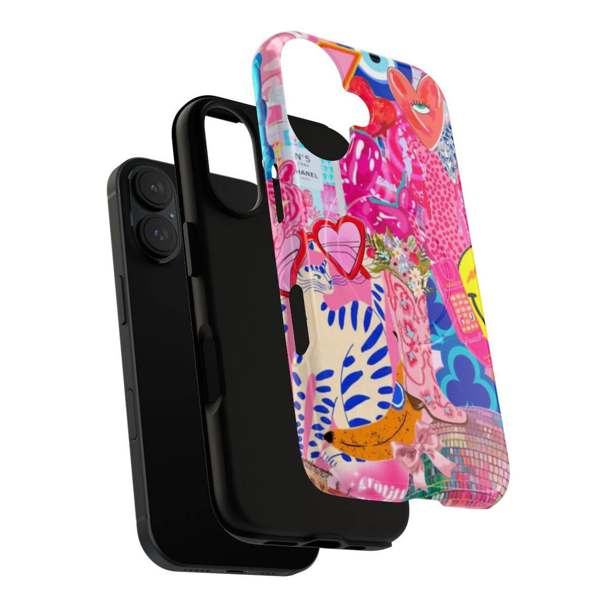 Preppy photo collage design on a durable, magnetic phone case - Layers