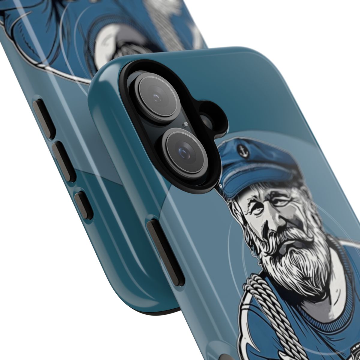 Rugged magnetic tough phone case with salty old bastard design - Detail