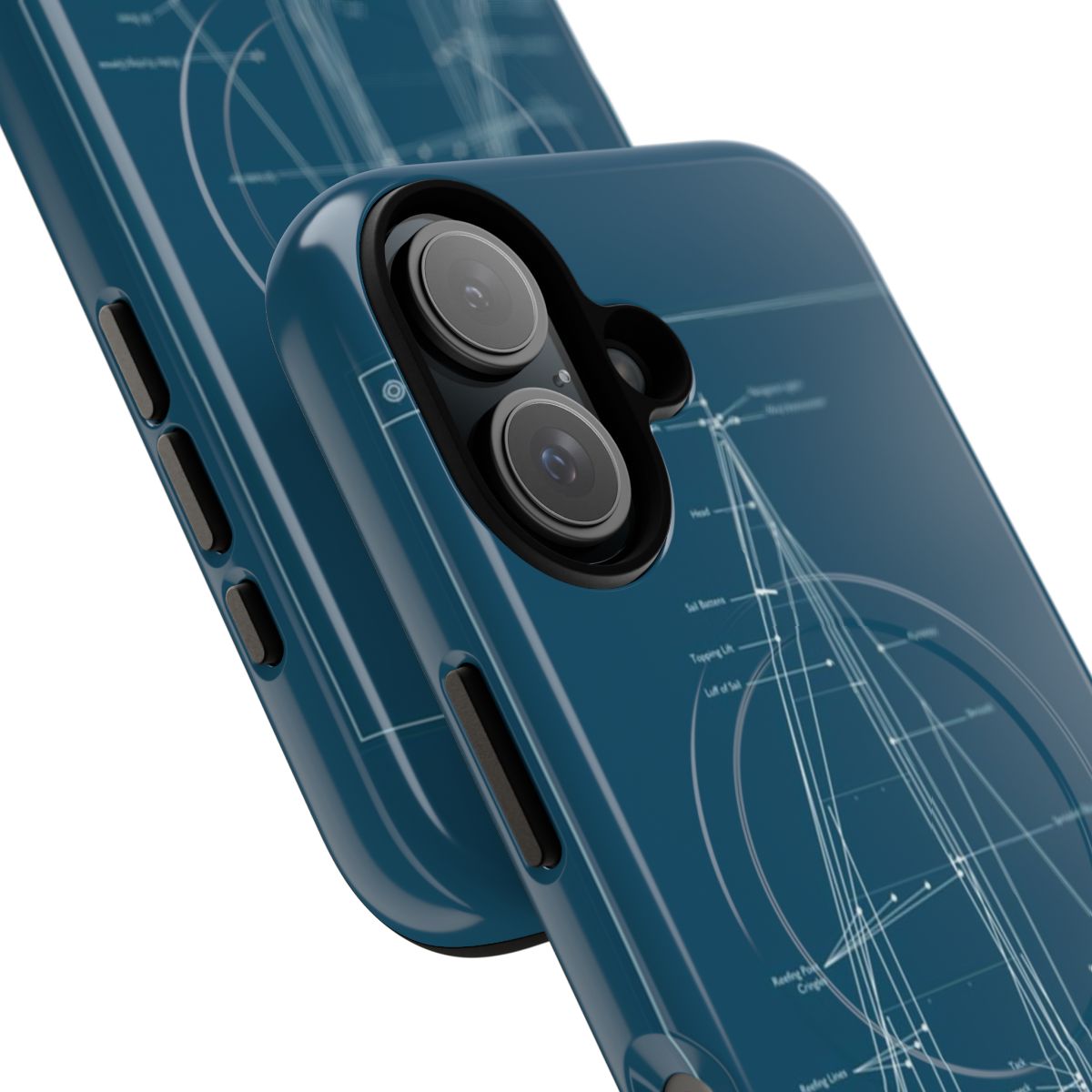 Sailing yacht blueprint design on a magnetic tough phone case - Detail