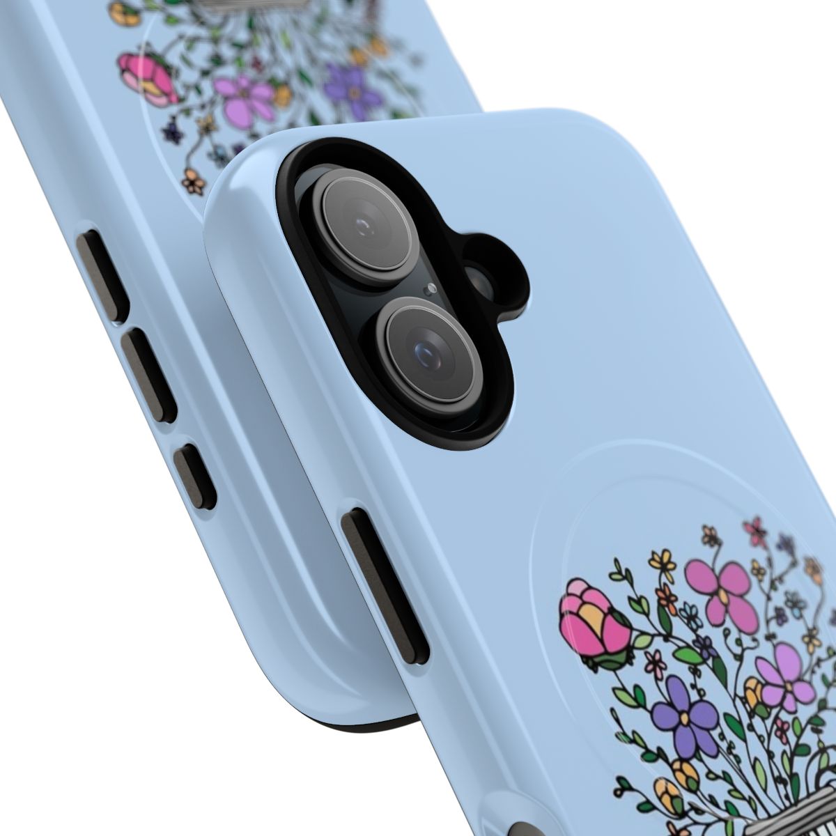 Dainty floral design on a tough, magnetic phone case - Detail