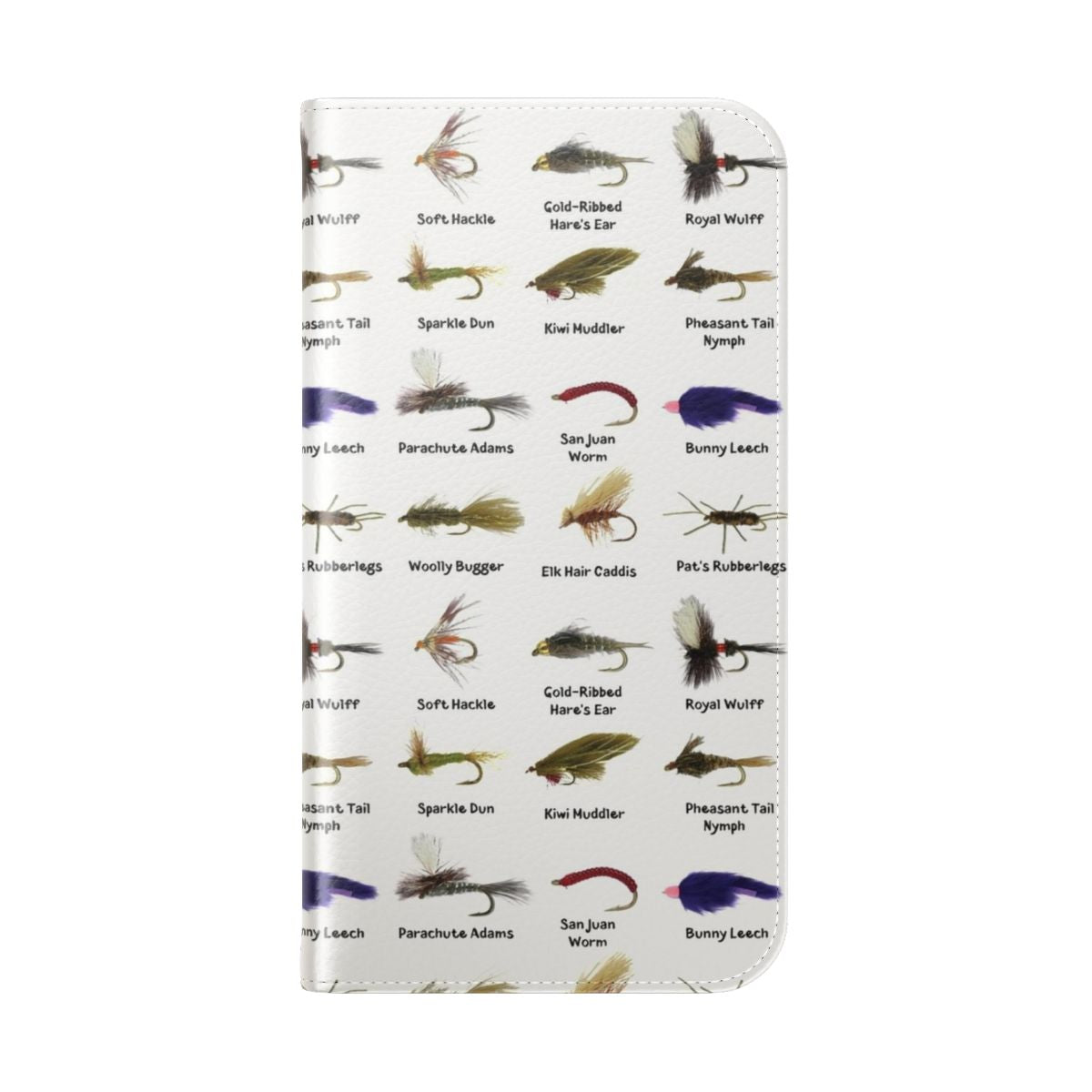 Handcrafted fly fishing flies phone case for anglers - Folded Back