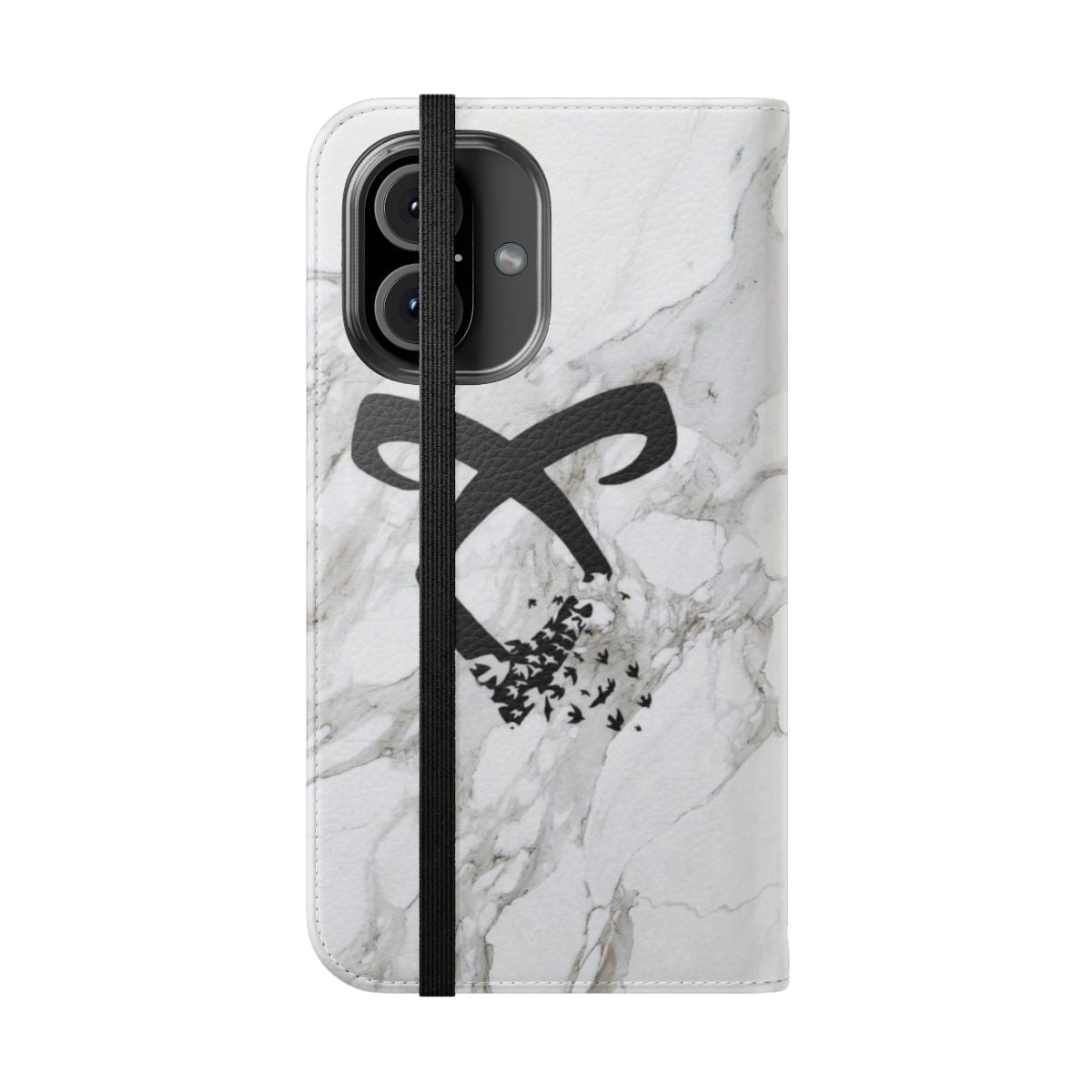 Marble Angelic Rune Flip Cover Phone Case - Folded Front