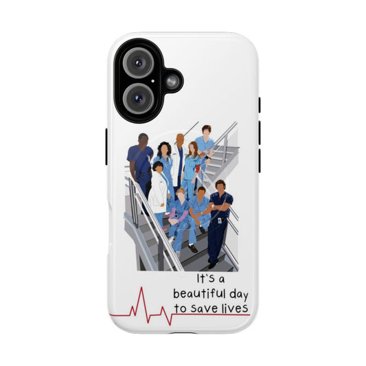 Grey's Anatomy inspired phone case featuring Meredith Grey and other main characters