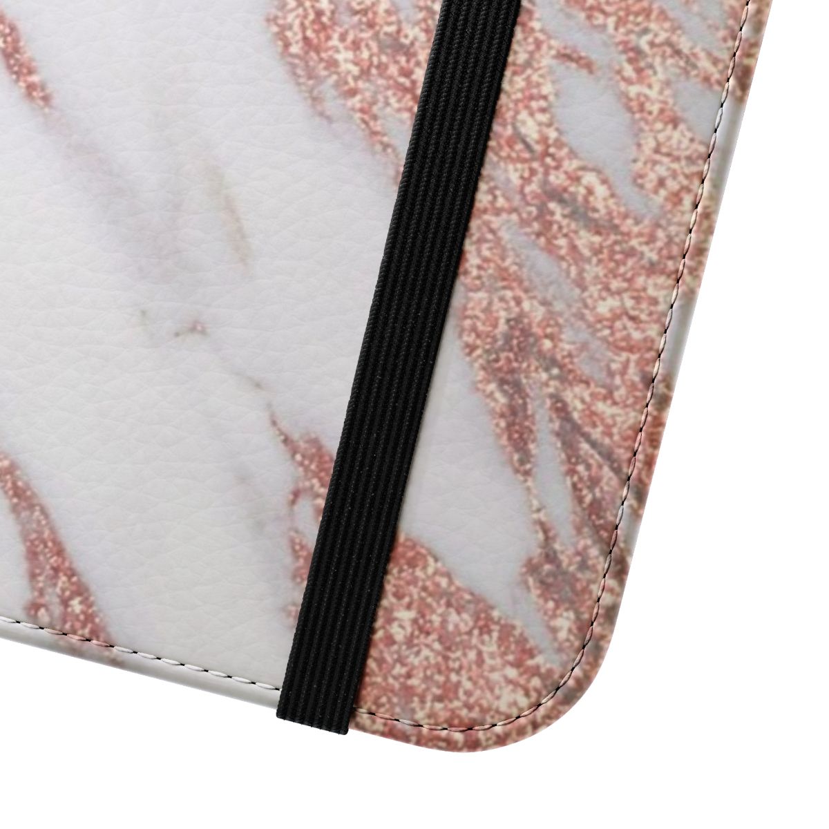 Rose gold marble glitter phone case with a natural, shiny design - Close Up