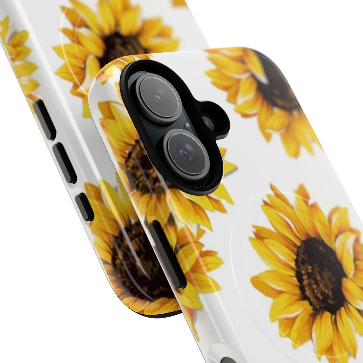 Magnetic phone case with a vibrant sunflower design - Detail