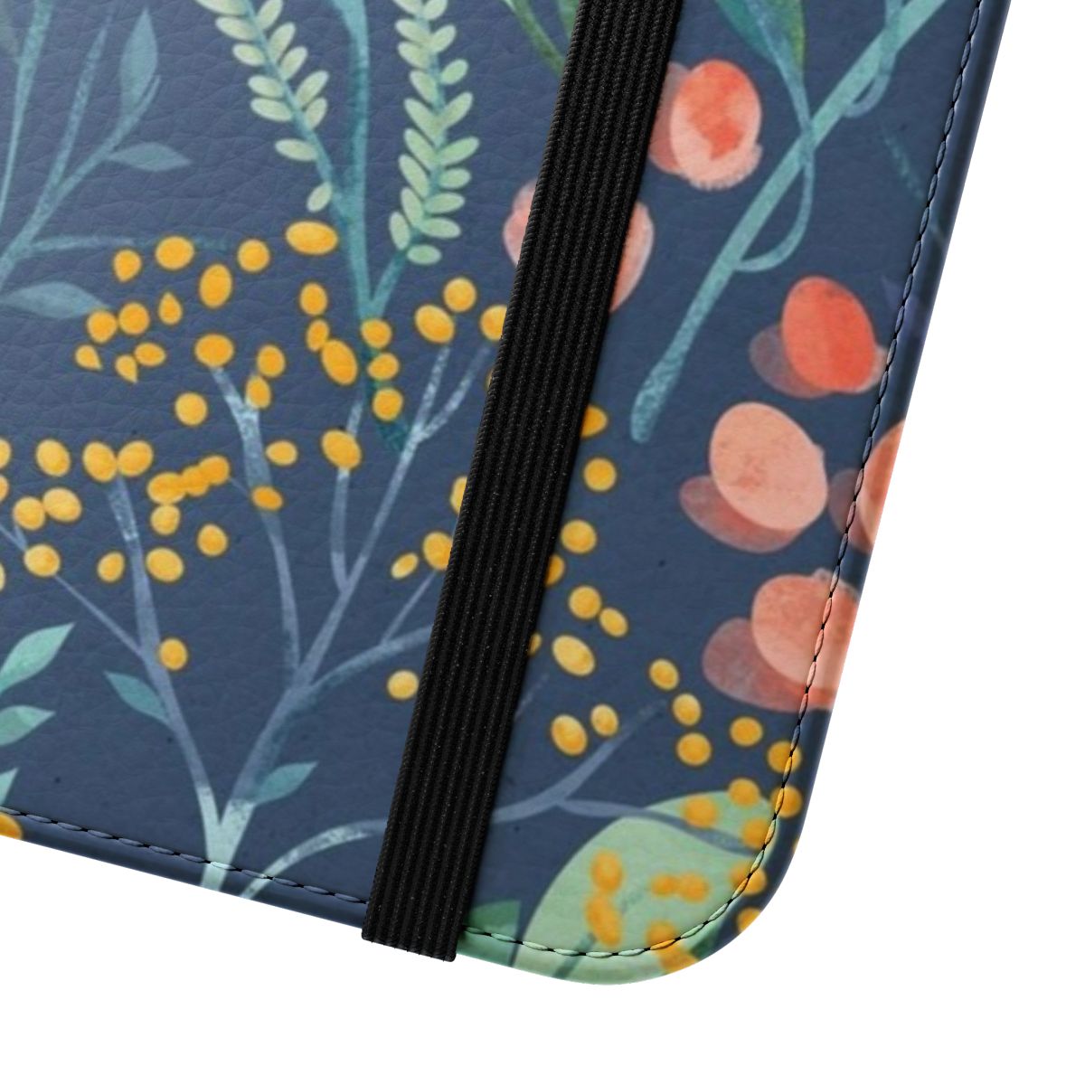 Vibrant floral pattern on a protective phone case - Close Up