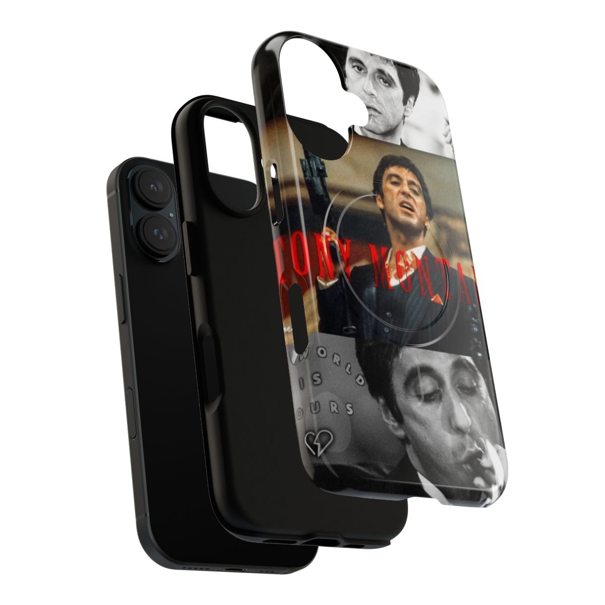 A tough, magnetic phone case inspired by the iconic film Scarface and featuring the character Tony Montana. - Layers