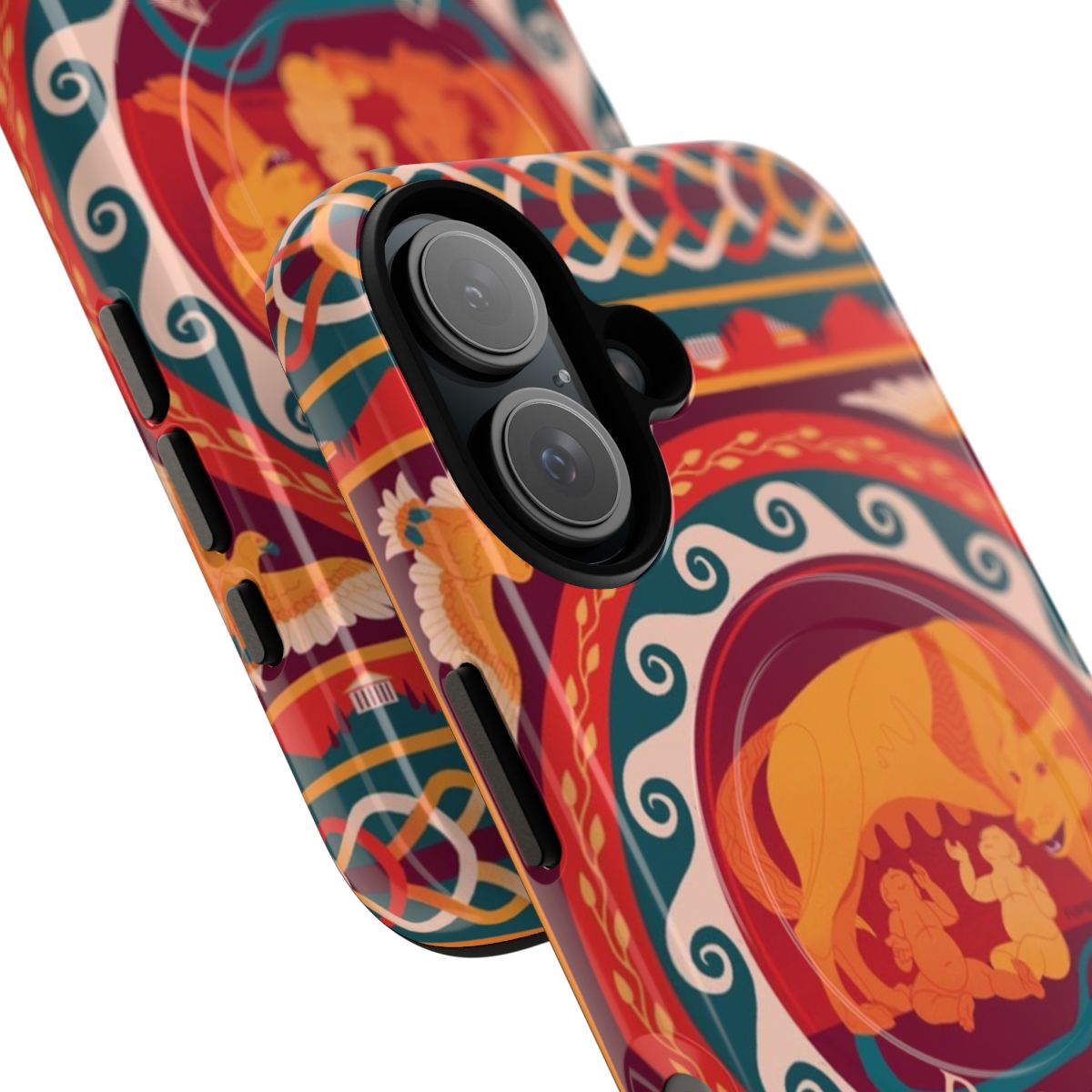 Roma mosaic magnetic tough phone case featuring ancient Roman design - Detail