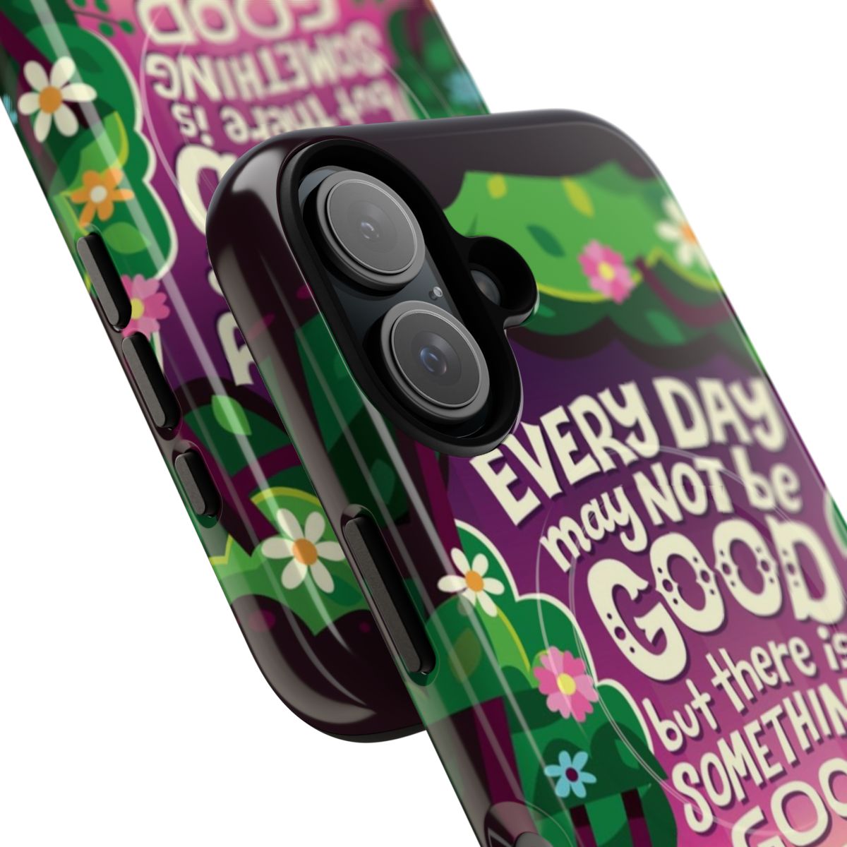 "Positive magnetic phone case with motivational words and inspiring typography" - Detail