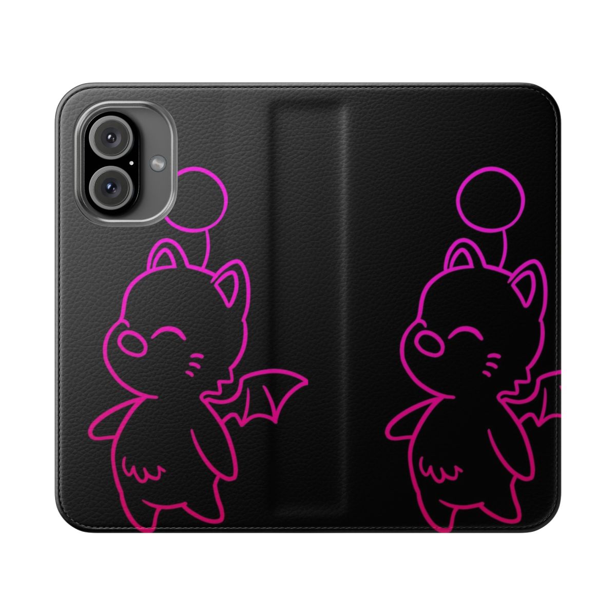 Minimalist phone case featuring a pink moogle design from the Final Fantasy video game series.