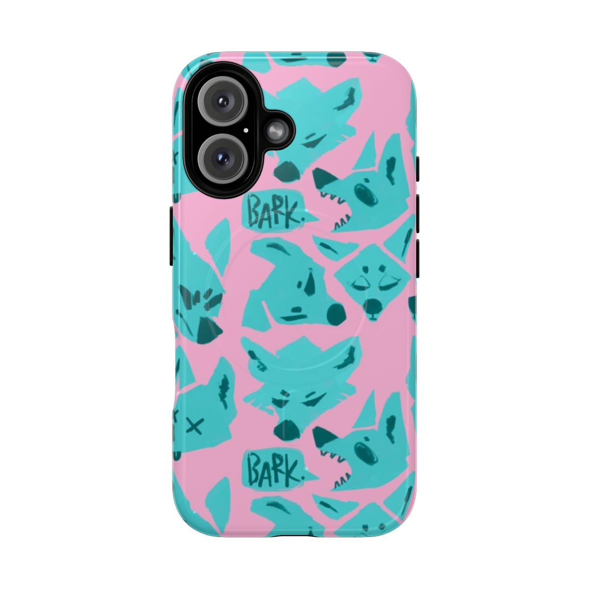 Pastel dog and wolf pattern design on a magnetic tough phone case