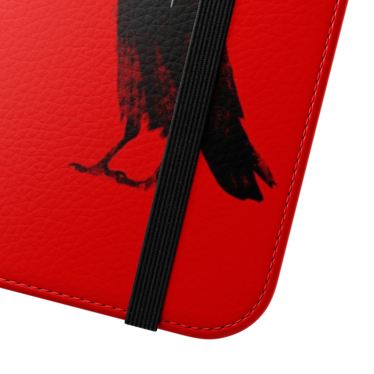 Laser Crow Gothic Phone Case - Spooky Retro Smartphone Cover with Dark Bird Illustration - Close Up