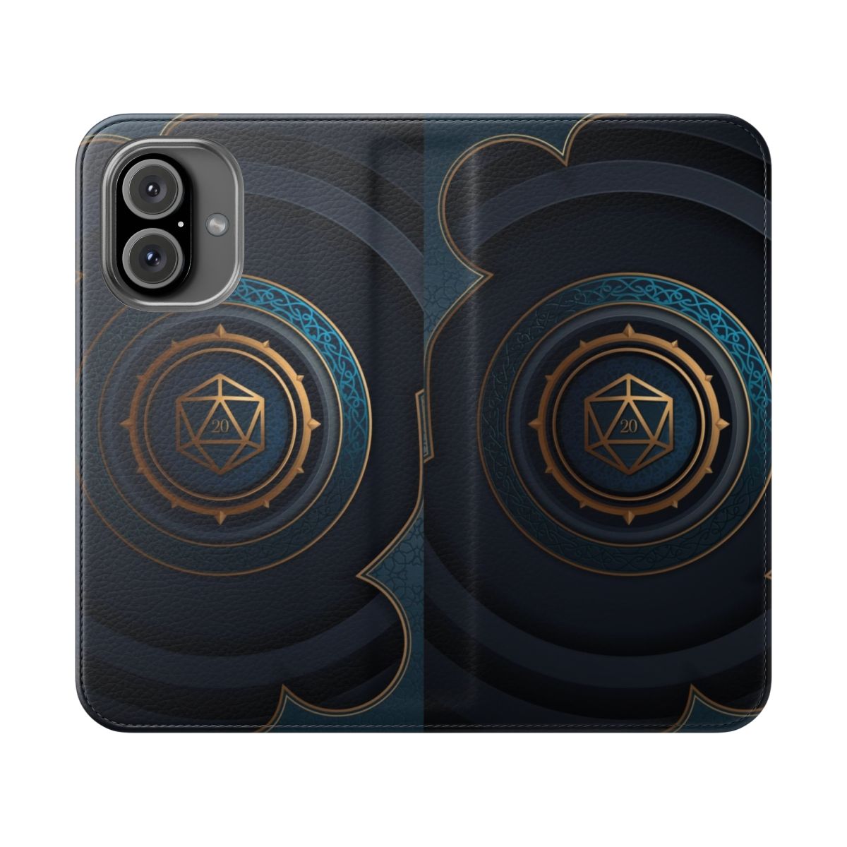 Fantasy dice phone case with polyhedral D20 dice design for tabletop RPG enthusiasts