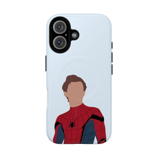 Magnetic tough phone case with spider-man and tom holland graphics