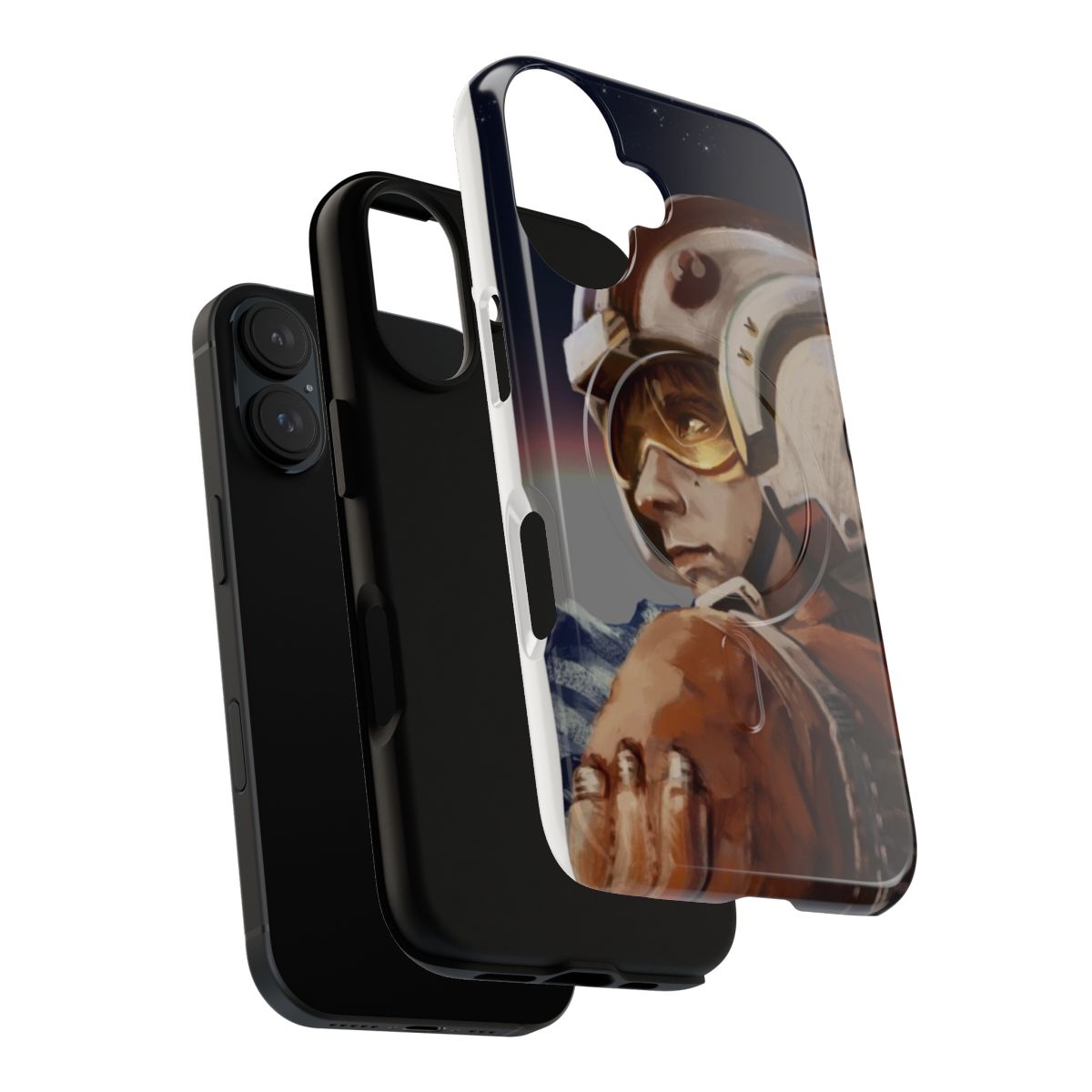 Pilot-themed magnetic tough phone case with night sky and star motifs - Layers